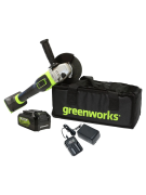 Шлифовальная машина угловая Greenworks GD24AGK2 24V аккумуляторная, АКБ 2Ач и ЗУ, сумка