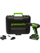 Дрель-шуруповерт Greenworks GD24DD35K2, 24V аккумуляторная, АКБ 2Ач и ЗУ, кейс