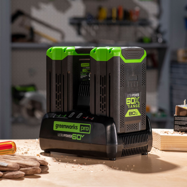 Зарядное устройство Greenworks G60DC10 60V для двух аккумуляторов