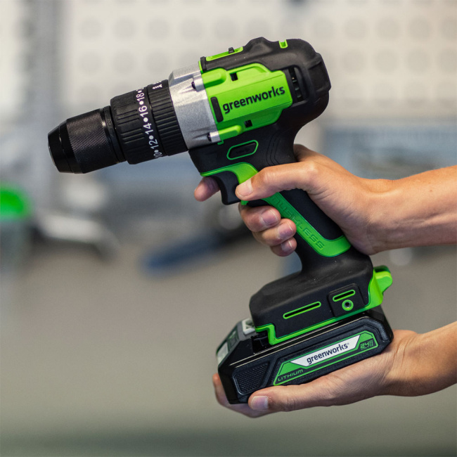 Дрель-шуруповерт ударная Greenworks GD24DD60 24V аккумуляторная