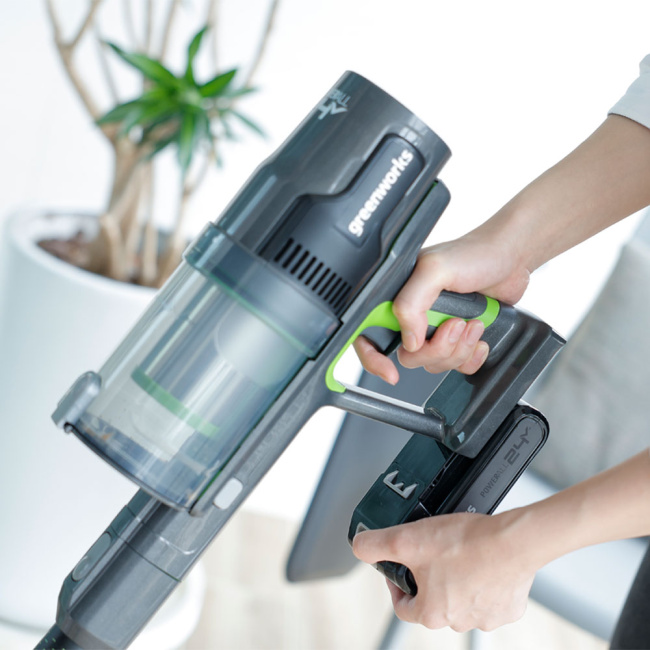 Пылесос вертикальный Greenworks GD24SV 24V аккумуляторный, АКБ 4 Ач + ЗУ 8А