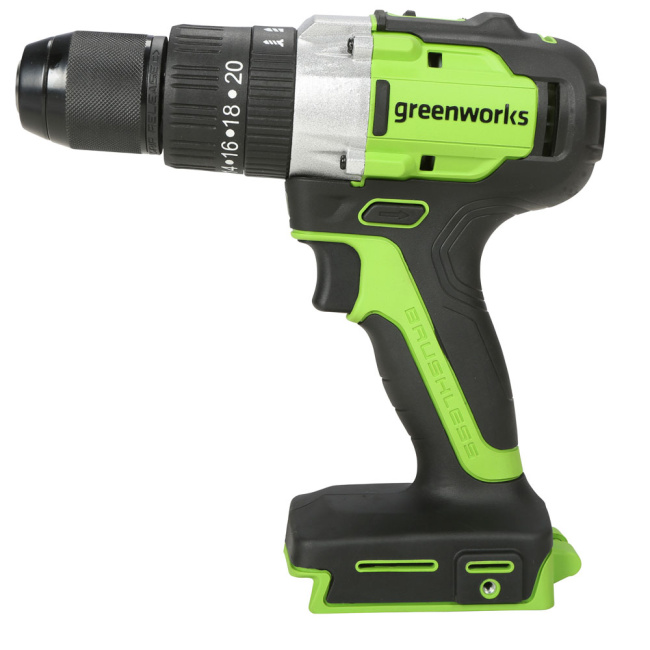 Дрель-шуруповерт ударная Greenworks GD24DD60K2 24V аккумуляторная, АКБ 2Ач и ЗУ, кейс