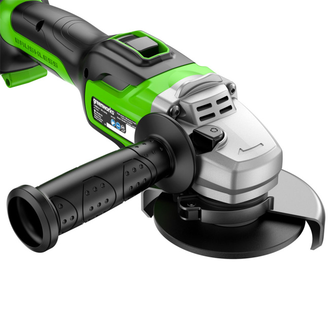 Шлифовальная машина угловая Greenworks GD24AGK4 24V аккумуляторная, АКБ 4Ач и ЗУ, сумка