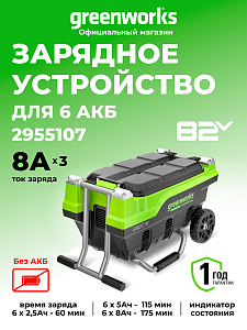 Зарядное устройство для 6 аккумуляторов Greenworks G82CT6 82V